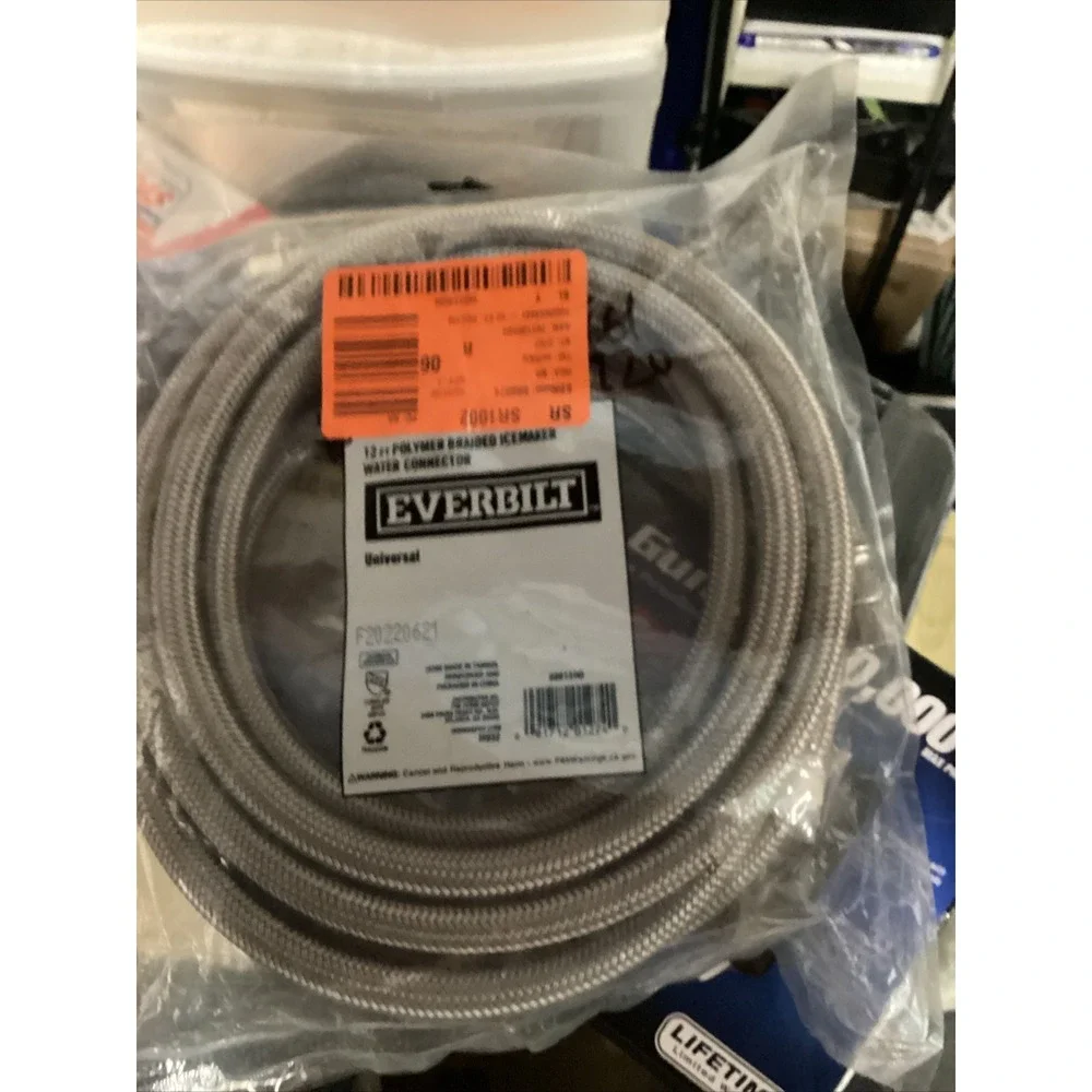 Everbuilt 12 Foot Polymer Braided Water/Icemaker Connector Universal Hose